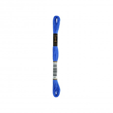 Meada de linha de bordar Anchor Stranded Cotton, filosele cor 137 azul Meada de linha de bordar Anchor Stranded Cotton, filosele cor 137 azul